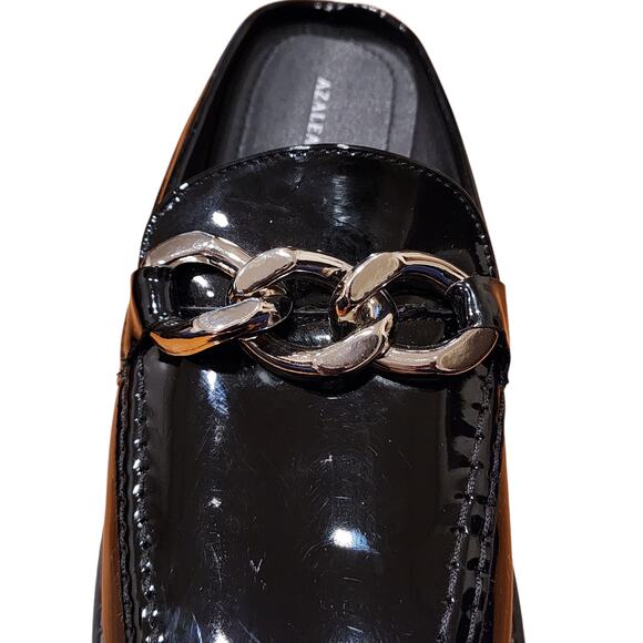 Azalea Wang Black Patent Leather Chain Loafers (Size 9) - Picture 9 of 14